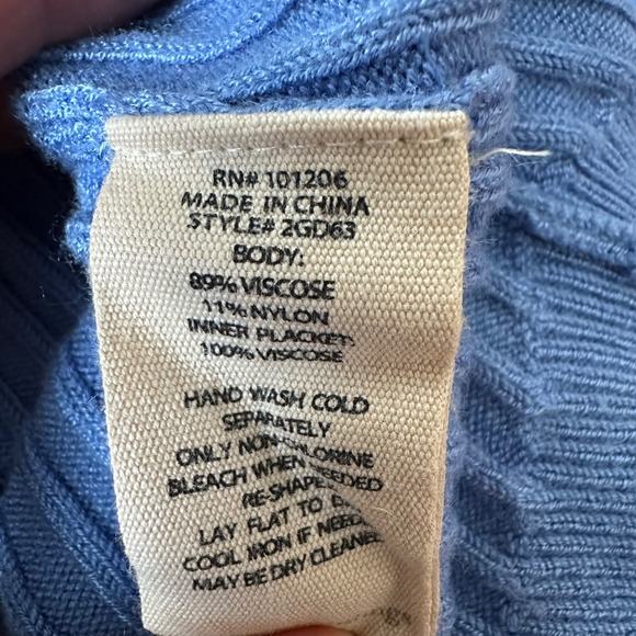 Soft Surroundings Blue Ribbed V Neck Quarter Zip Long Sleeve Sweater Top M - Picture 7 of 7